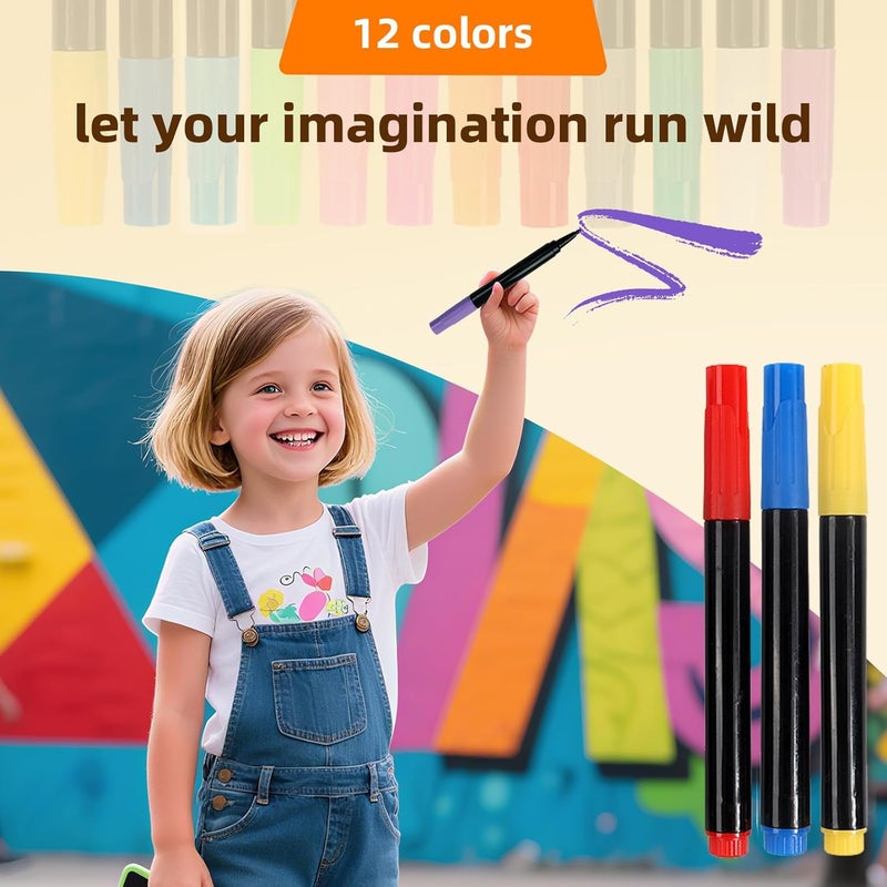Timisigns 12-Color Neon Paint Markers for LED Note Board with Colors, Fluorescent Ink Design, Erasable Markers for LED Writing Boards, Best Gift for Kids - Image 2